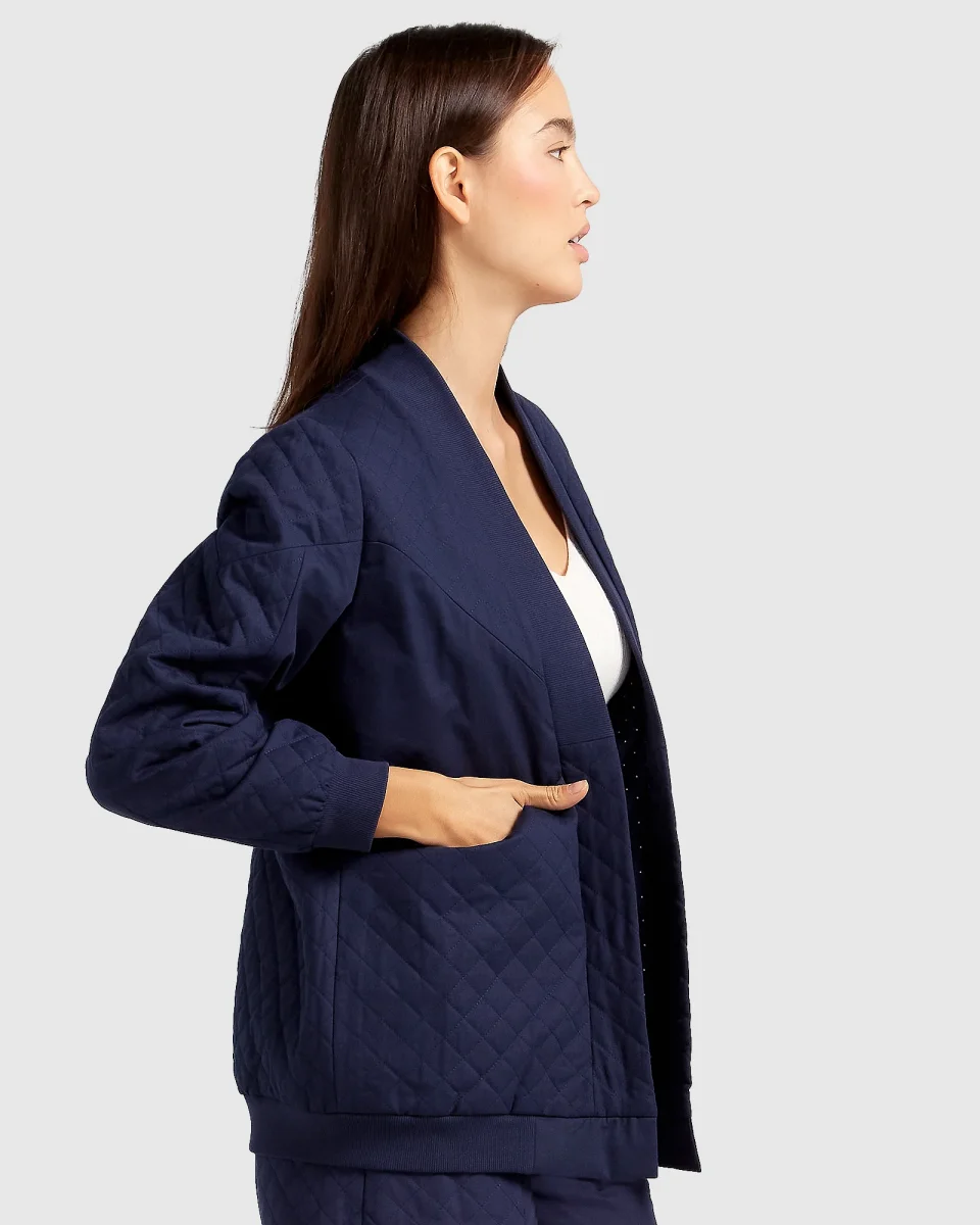 Over It Quilted Bomber - Navy - Image 4